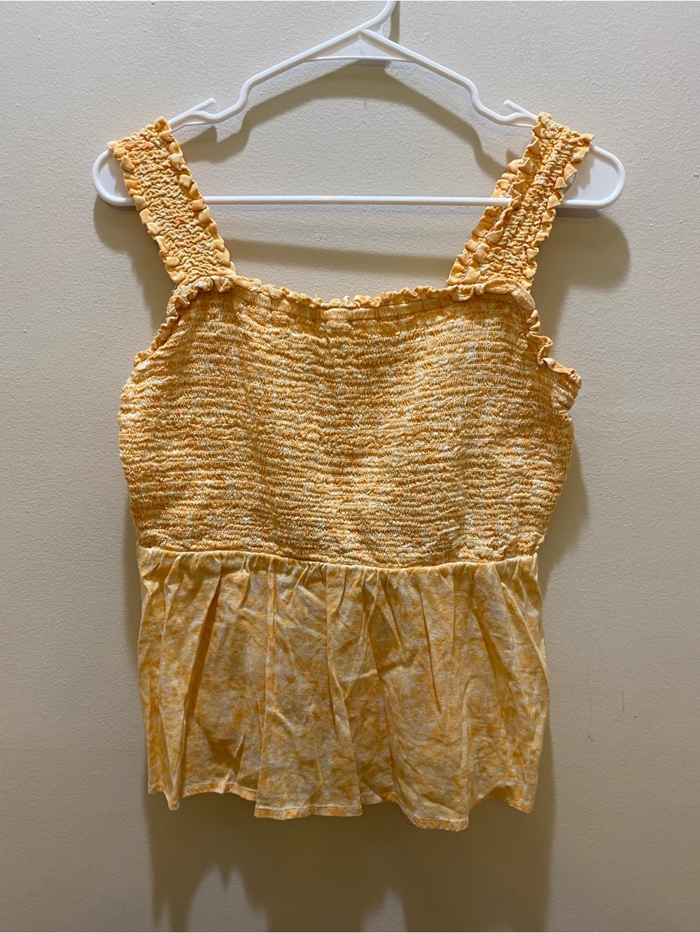 Old Navy Yellow Smocked Peplum Camisole